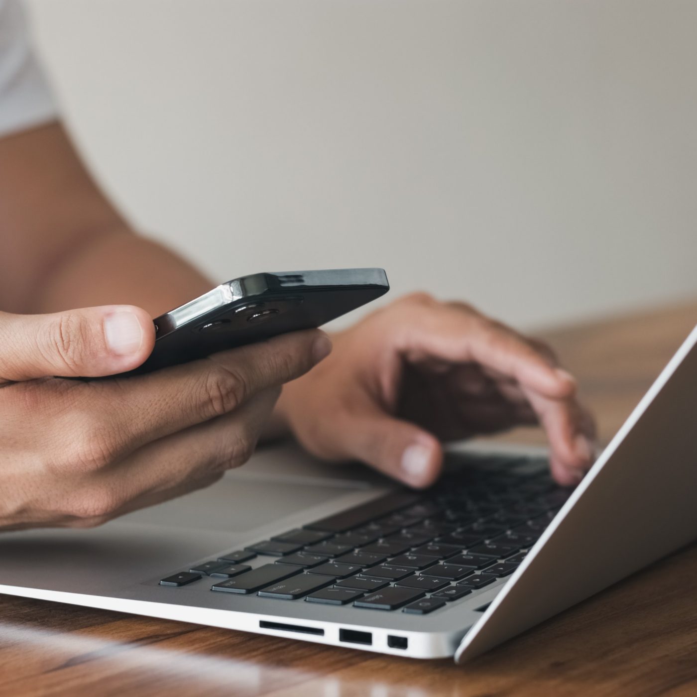 Work using mobile phone typing computer mobile chat laptop contact us at workplaces, planning ideas investors internet searching, ideas connecting people.