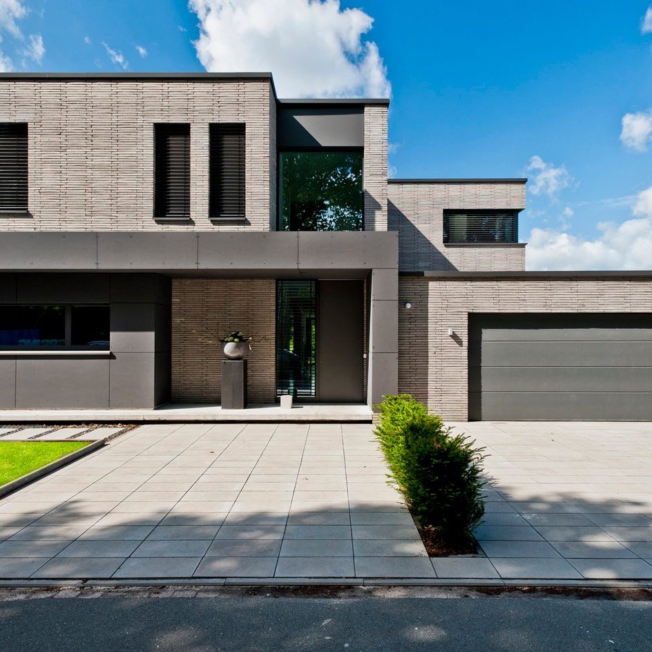 Moderne Architektur, Aussenfassadeeines Wohnhauses in Neuenkirchen, Nordrhein-Westfalen, Deutschland * house in modern architecture, Nordrhein-Westfalen, Gemany